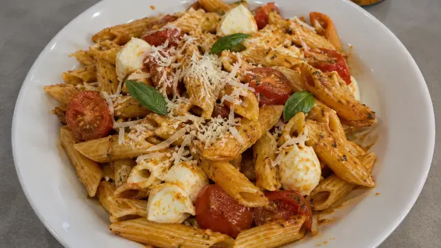 Talianske Penne s paradajkovým Pesto Rosso a mozzarellou