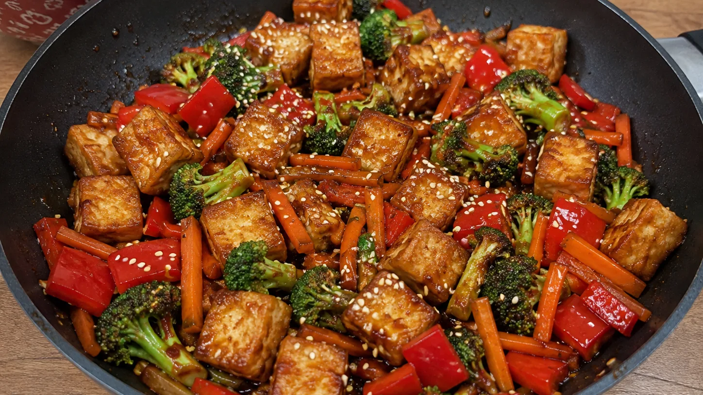Chrumkavé Tofu so zeleninou na ázijský spôsob