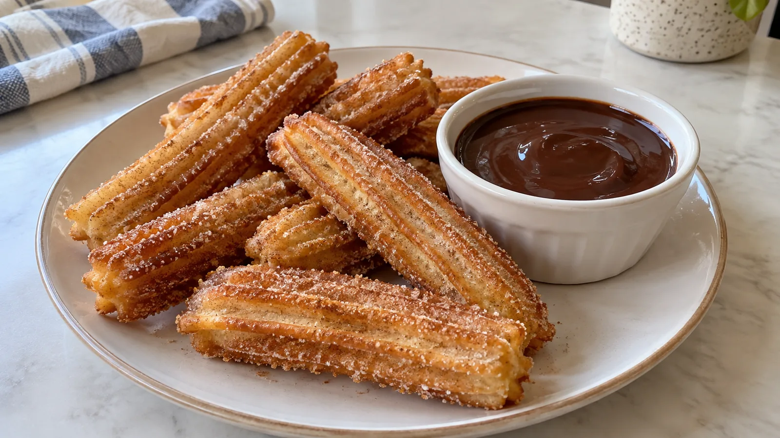 Domáce španielske churros s horúcou čokoládou