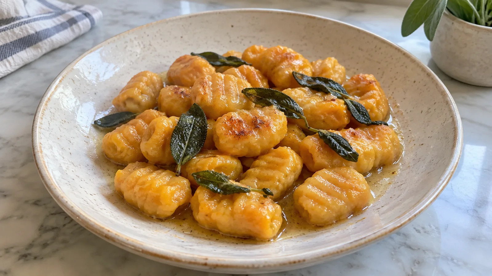 Domáce tekvicové gnocchi na šalviovom masle