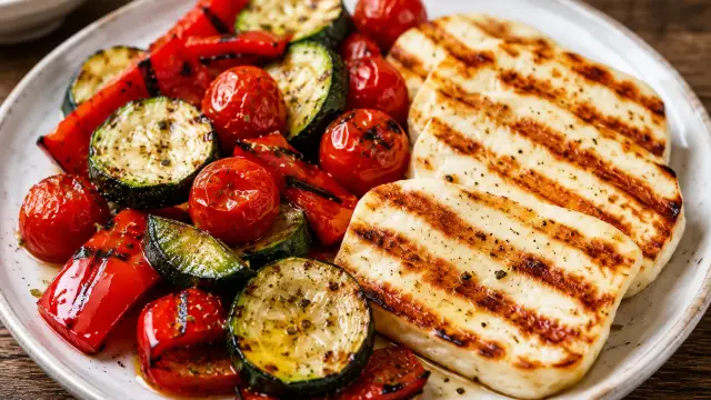 Grilovaný syr halloumi so zeleninou