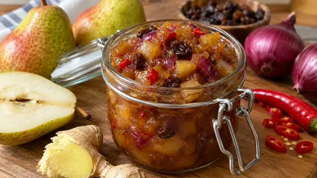 Sladko-pikantné hruškové čatní s chilli a zázvorom