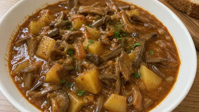 Hustý vegetariánsky guláš z hlivy ustricovej