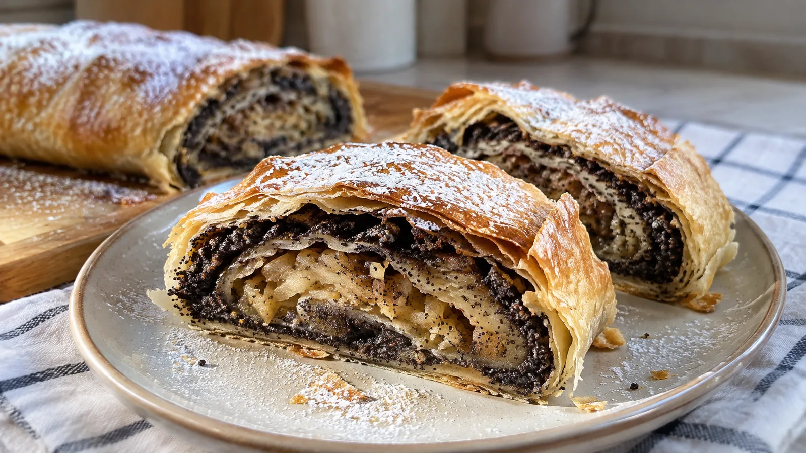 Ťahaná domáca jablkovo-maková štrúdľa