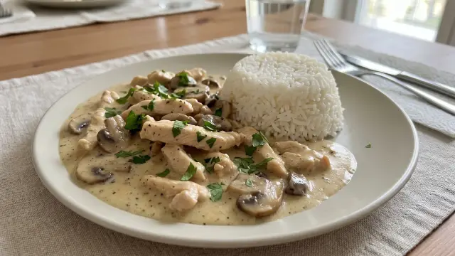Kuracie soté so šampiňónmi v smotanovej omáčke