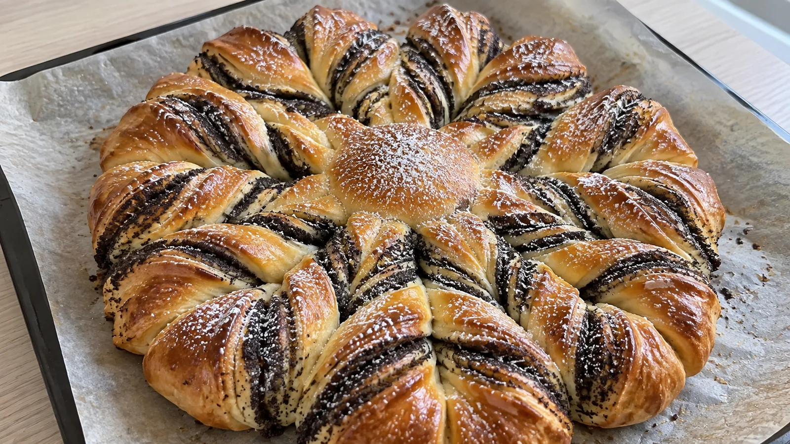 Vizuálne krásny makový kvet z kysnutého cesta