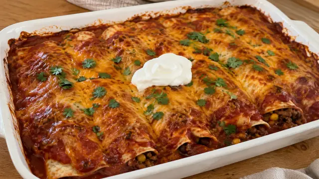 Zapekané mexické Enchiladas s mletým mäsom