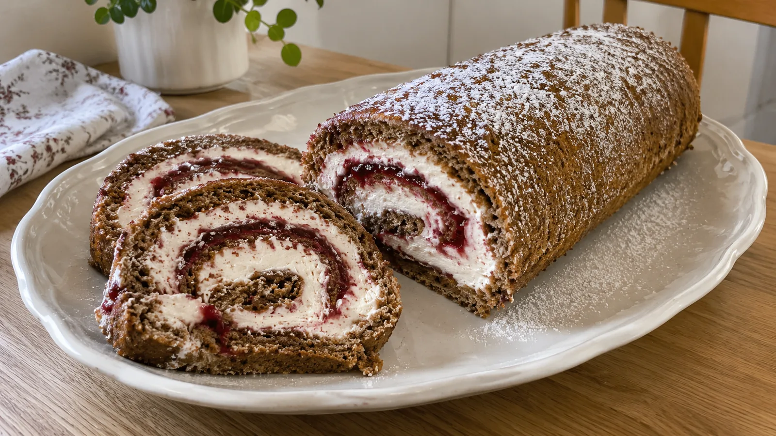 Nadýchaná orechová roláda bez múky s tvarohom