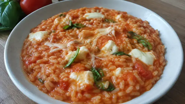 Letné paradajkové rizoto s čerstvou mozzarellou