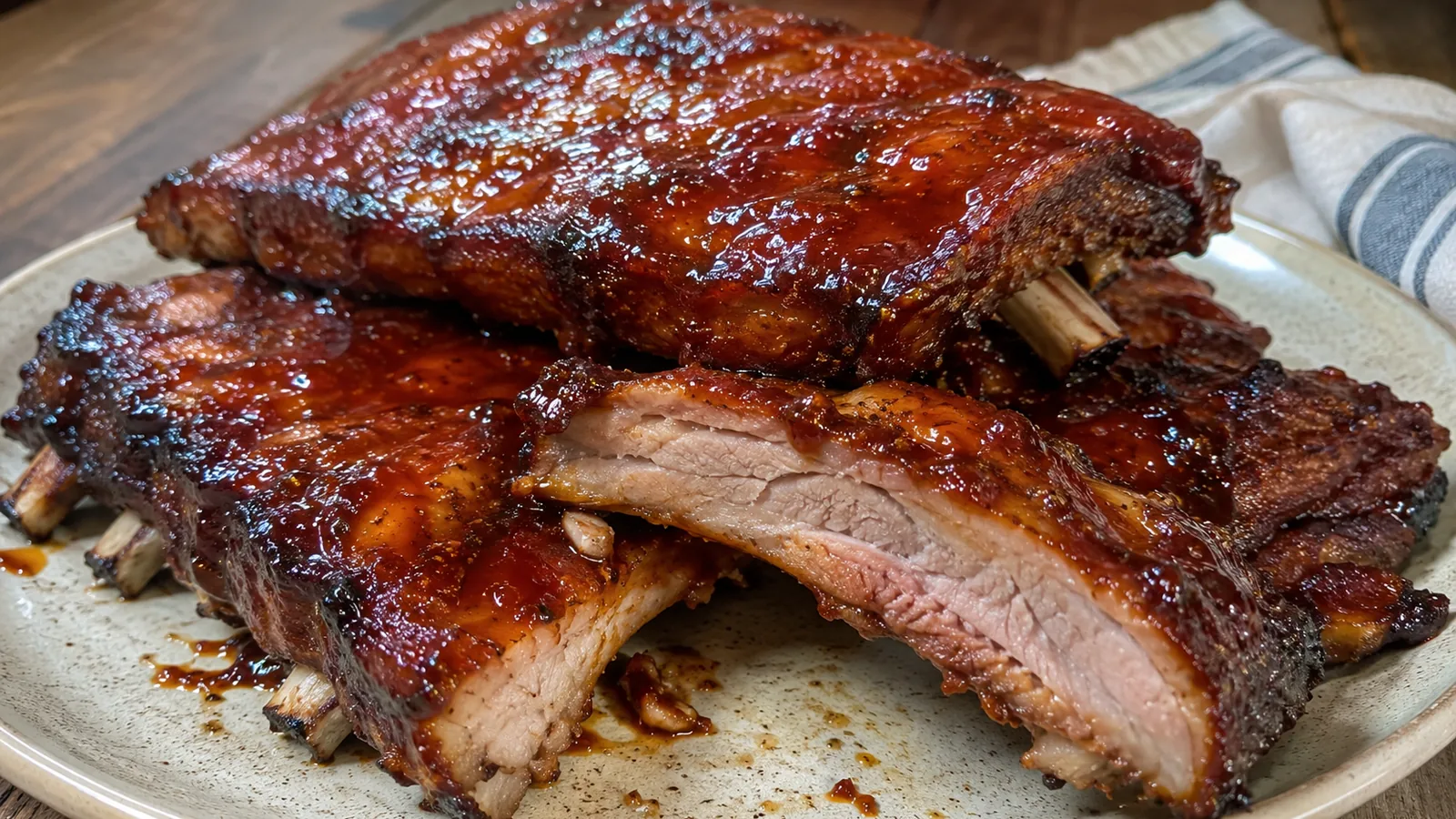 Pečené bravčové rebierka v domácej BBQ omáčke