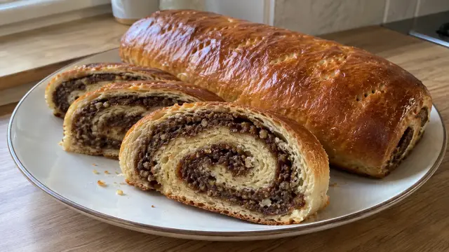Kysnutý perníkový závin s džemom a orechmi