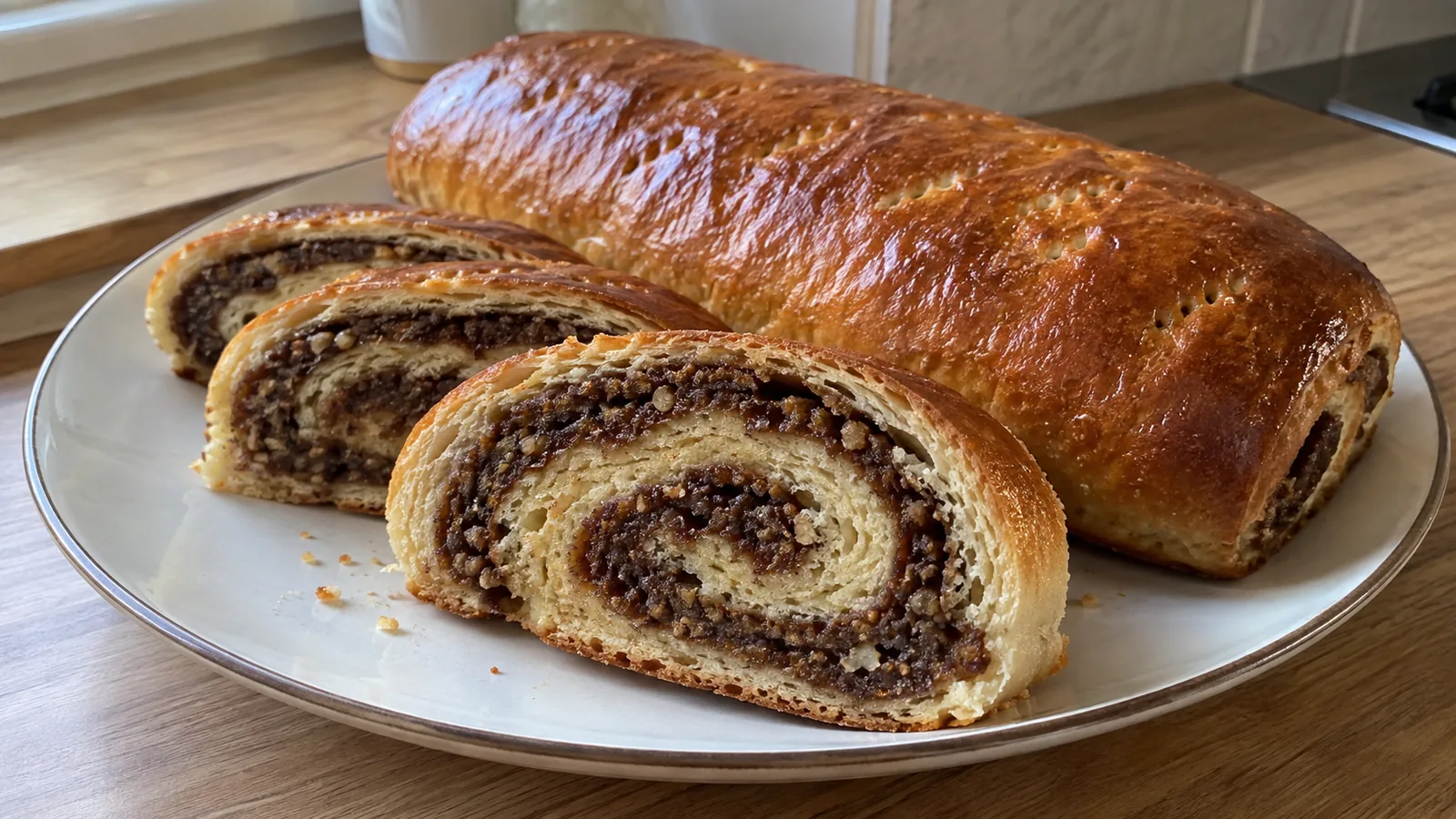 Kysnutý perníkový závin s džemom a orechmi
