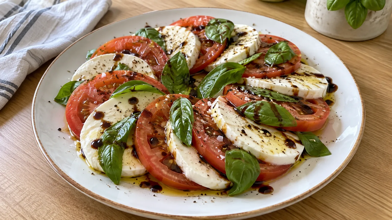 Tradičný taliansky šalát Caprese (Mozzarella s paradajkami)