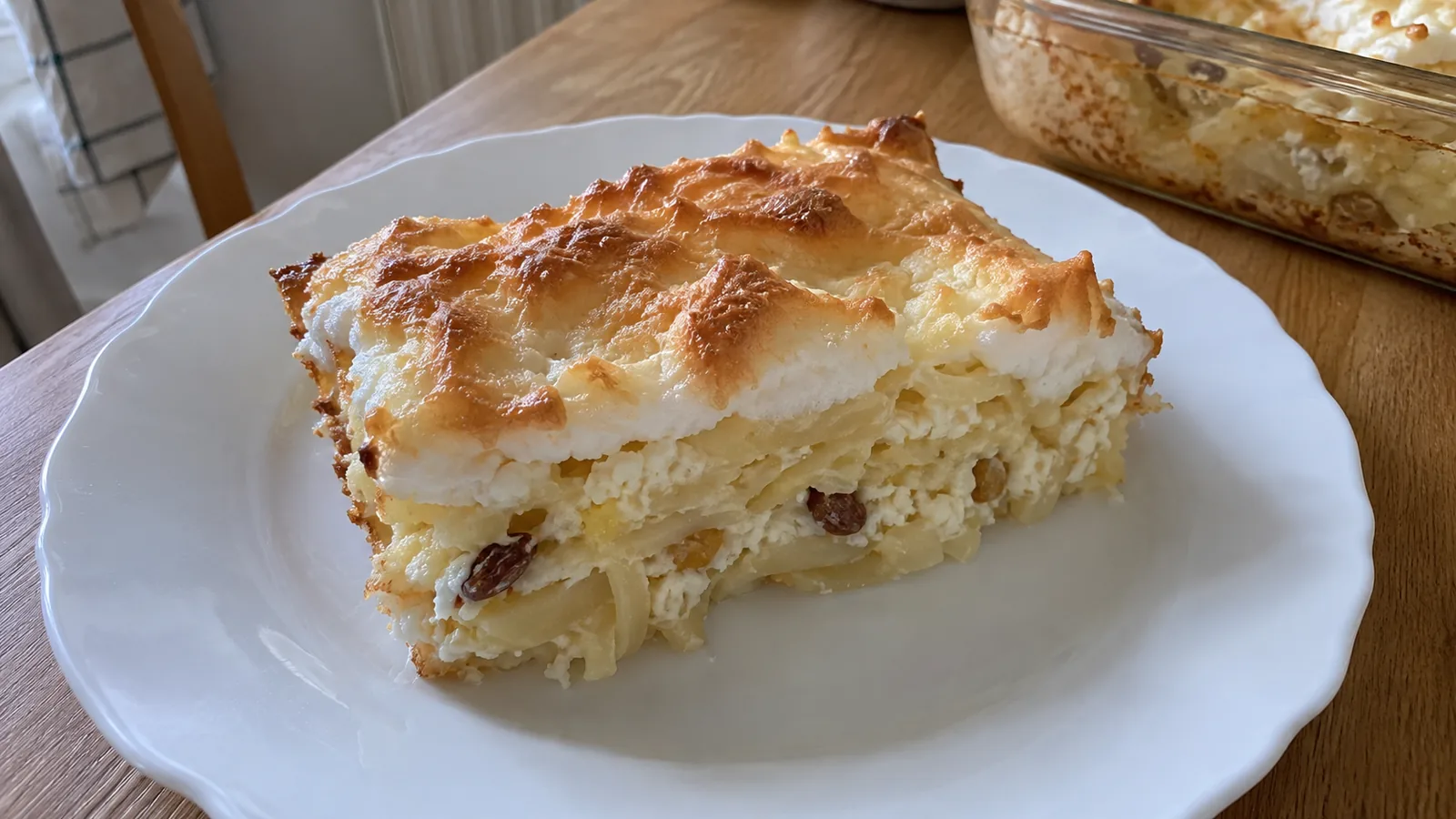 Sladké zapekané rezance s tvarohom