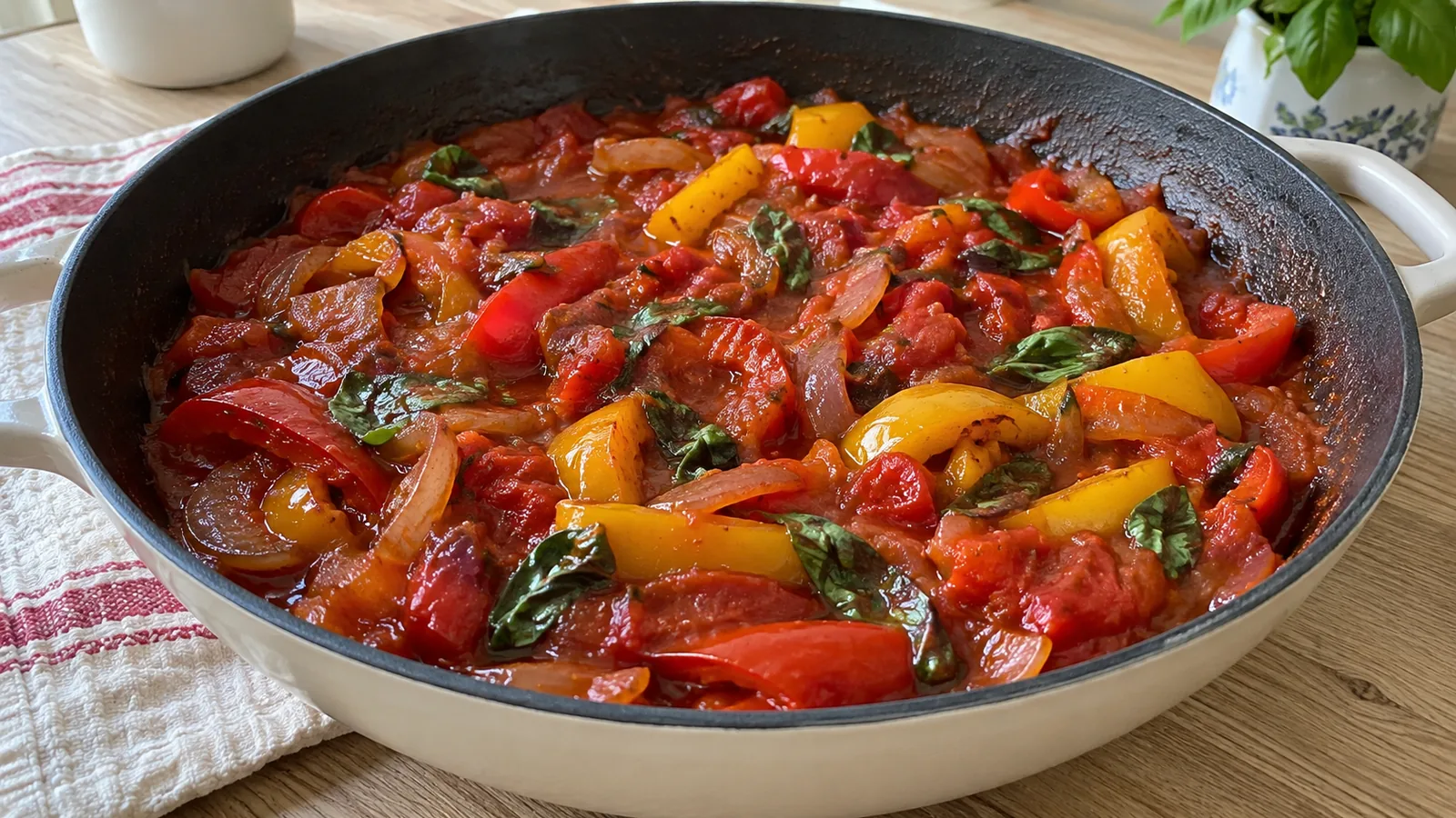 Talianska Peperonata (Dusená paprika s paradajkami)