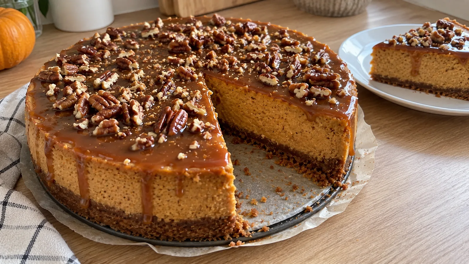 Jesenný tekvicový cheesecake s karamelom
