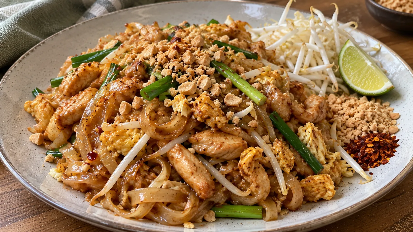 Originálne Thajské Pad Thai s kuracím mäsom