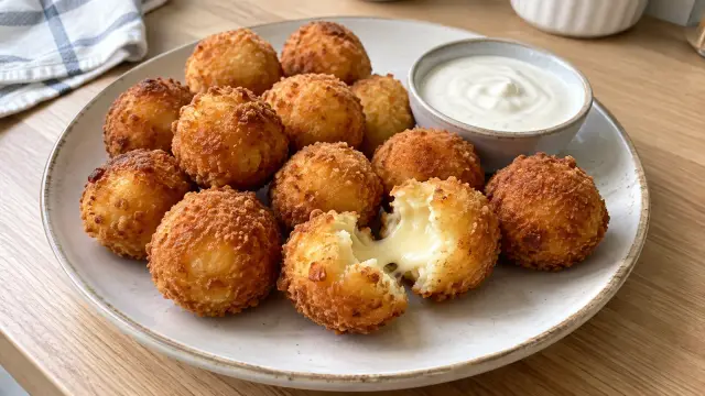 Vyprážané syrové guľky (krokety) s bylinkami
