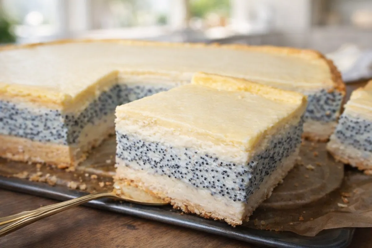 Makovo-tvarohové rezy (Cheesecake na plech)
