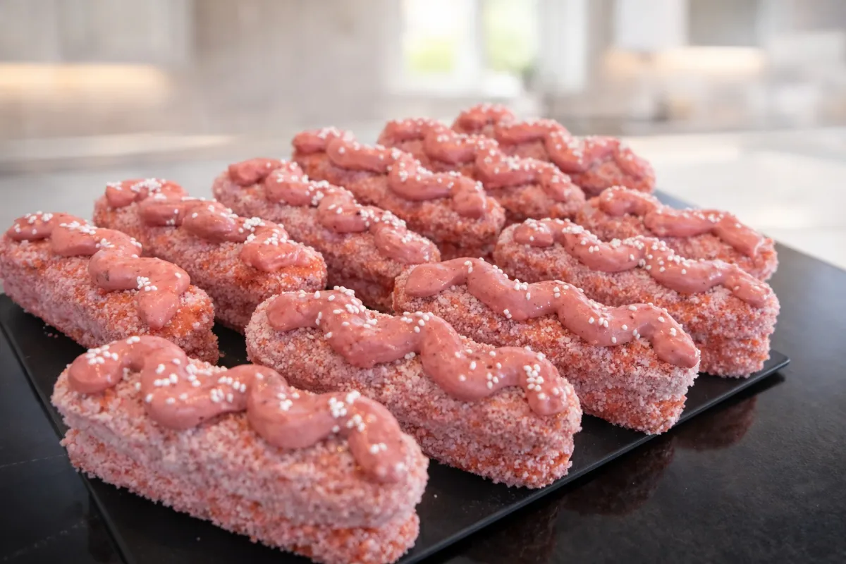 Ružové „mini tiramisu“ s malinovou šťavou a kokosom